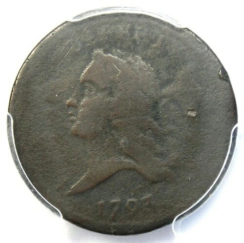 1793年 リバティキャップ フローヘア ハーフセント 1/2C-PCGS ファインディテール -レアコイン !-