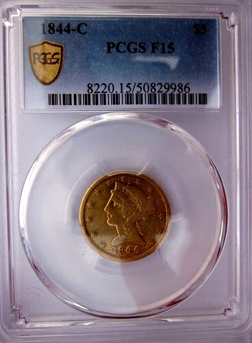 1844-C リバティヘッド ハーフイーグル 5ドル金貨 シャーロットミント PCGS 希少日付コイン