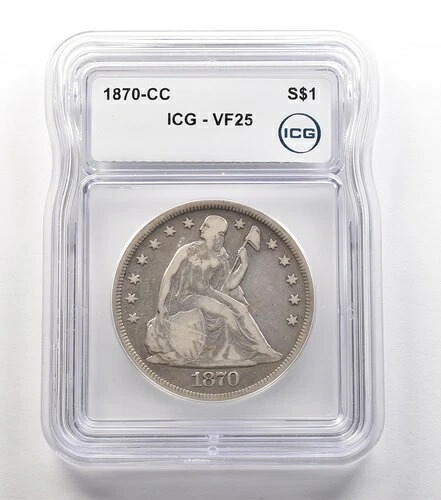 1870-CC 着席リバティ銀貨 VF25 ICG *5575