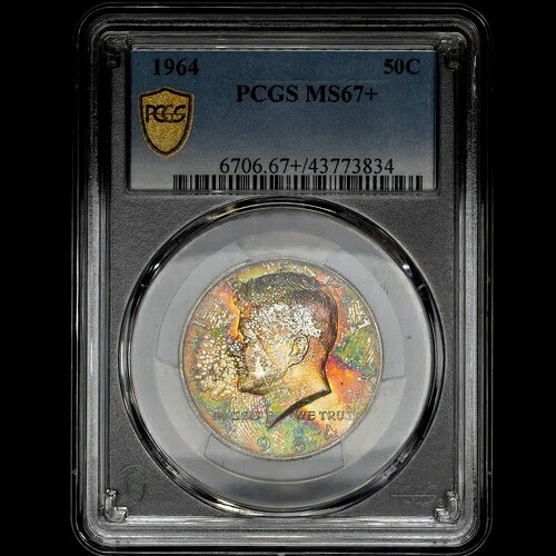 1964年 ケネディ ハーフダラー ? PCGS MS-67+ ? 50セントコイン レインボートーン 最高品質｜WORLD RESOURCE【QUEEN店】 743,600円