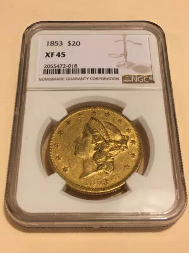 1853 XF45 NGC リバティ ダブルイーグル タイプ1 20ドル金貨 状態良好（PCGSなし）｜WORLD RESOURCE【QUEEN店】