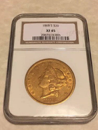 1868-S $20 NGC XF45 リバティダブルイーグル金貨、良好なコイン、アイクリーン（PCGSなし）｜WORLD RESOURCE【QUEEN店】