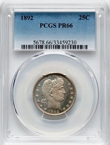 1892年 バーバークオーター-1年目発行-PCGS PR66-非常にPQ-フルカメオコントラスト-