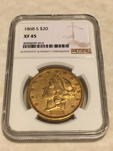 1868年-S $20 NGC XF45 リバティ ダブルイーグル ゴールドコイン ナイス ストライク シャープ (PCGS なし)-