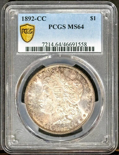 1892-CC 1ドル銀モルガンドル MS 64 PCGS # 46691558 + ボーナス