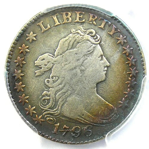 1796 年ドレープ バスト ダイム 10 セント コイン - PCGS VF 詳細認定 - 非常に珍しい日付!