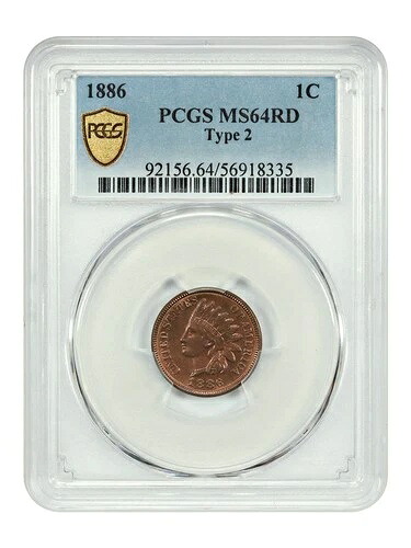 1886年 1C PCGS MS64RD (バリエーション2) - インディアンセント-より良い日付-