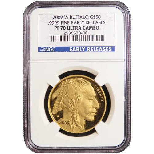 2009-W プルーフ 50ドル アメリカンゴールド バッファロー 1オンス NGC PF70UC ブルー ER ラベル