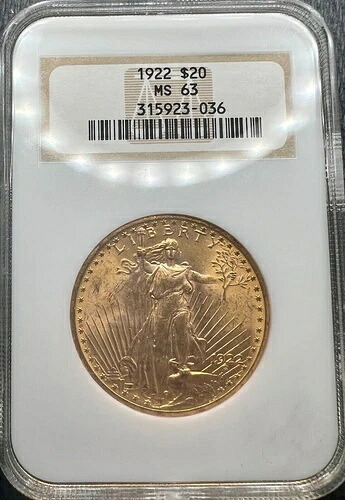 1922年 20ドル セント・ゴーデンズ ゴールド ダブルイーグル NGC MS63 オールド・ファッティホルダー|WORLD RESOURCE【QUEEN店】