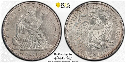 1874-CC 50C 着席自由の女神像 ハーフ ドル PCGS VF 詳細 #46415837 カーソン シティ!｜WORLD RESOURCE【QUEEN店】 751,520円