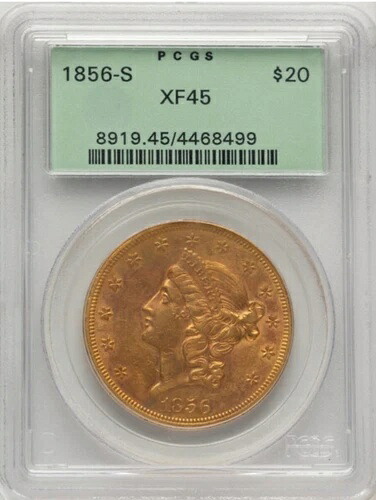 1856年 S 20ドル金貨 リバティ ダブルイーグル PCGS XF 45 OGH｜WORLD RESOURCE【QUEEN店】 751,520円