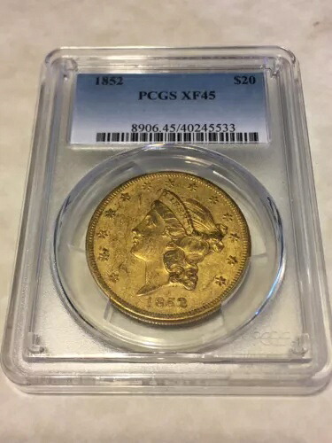 1852 XF45 PCGS 20ドル金貨 リバティダブルイーグル シャープ 非常に良いディテール｜WORLD RESOURCE【QUEEN店】