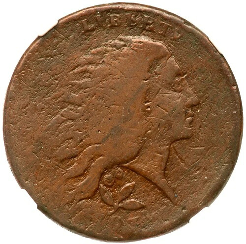 1793年 S-6 R-3 NGC 表面に細かいディテールが刻まれたブロッケージリース模様の大型セントコイン 1セント