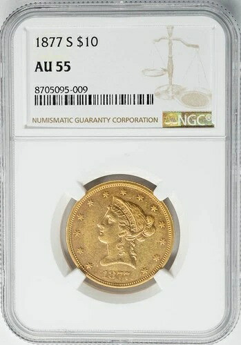 1877-S 10ドル金貨 リバティ AU55 NGC 950014-43｜WORLD RESOURCE【QUEEN店】