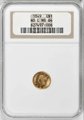 1849年 Lなし NGC MS64 金ドル G$1|WORLD RESOURCE【QUEEN店】