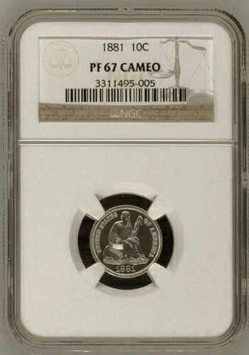 1881 NGC PR67 カメオ キーデイト 10セント 座像ダイム PF67｜WORLD RESOURCE【QUEEN店】 751,520円