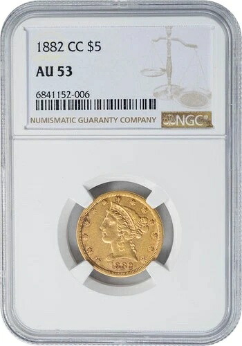 1882-CC 5ドル金貨 リバティ AU53 NGC 950292-1