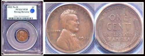 1922年- Dなし 1C PCGS VF 35 -希少な強力な裏面リンカーンセント|WORLD RESOURCE【QUEEN店】