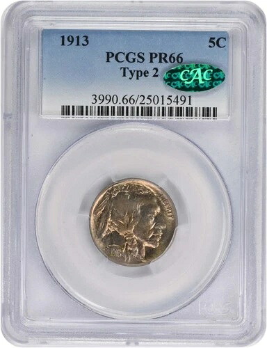 1913年 バッファローニッケル タイプ2 PR66 PCGS (CAC)-|WORLD RESOURCE【QUEEN店】