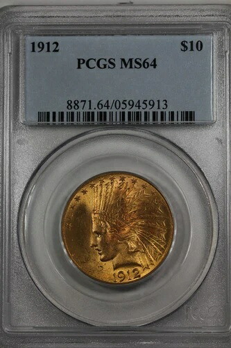 1912年 10.00 PCGS MS 64 インディアンヘッド 10 ドルリバティゴールドピース-｜WORLD RESOURCE【QUEEN店】