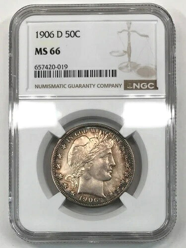 1906年 D バーバー ハーフダラー NGC MS-66