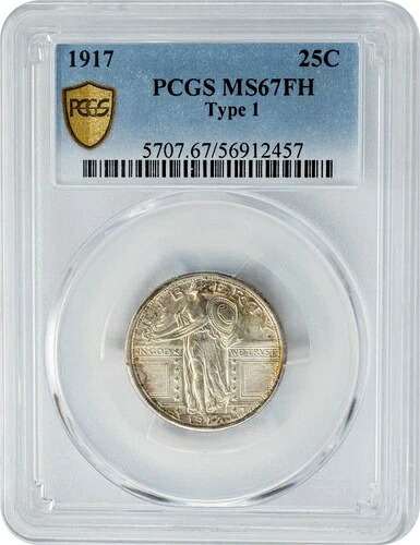 1917年 スタンディング・リバティ・クォーター 25セント タイプ1 MS67FH PCGSセキュア 950508-13