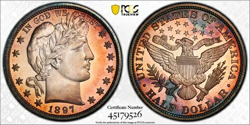 1897-P バーバー シルバー ハーフドル 50セント NGC プルーフ PR PF 66 カメオ (CAM) 希少|WORLD RESOURCE【QUEEN店】