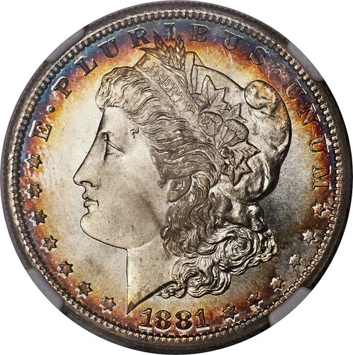 1881-S モーガン ダラー MS68 NGC 素晴らしい、周辺部が美しいトーニングの逸品!|WORLD RESOURCE【QUEEN店】
