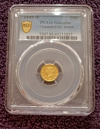 1849-D タイプ1金貨、ダロネガ造幣局、PCGS UNC 詳細｜WORLD RESOURCE【QUEEN店】