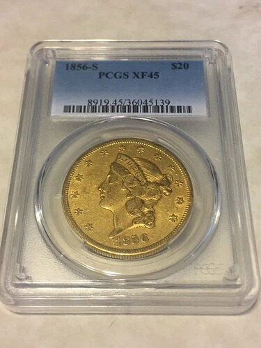 1856-S XF45 PCGS リバティダブルイーグル 20ドル金貨 非常に良好 魅力的な価格|WORLD RESOURCE【QUEEN店】