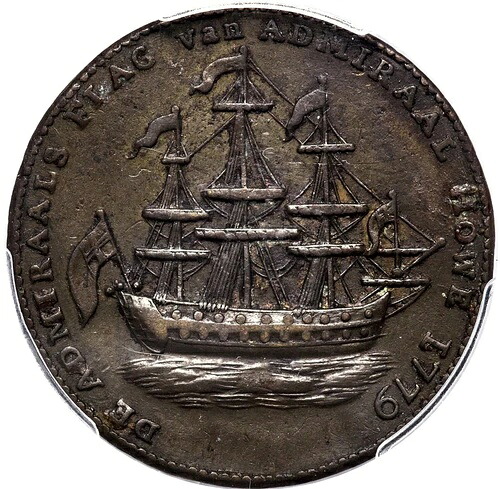 1778-1779 ロードアイランド船舶トークン、AU55、CAC承認