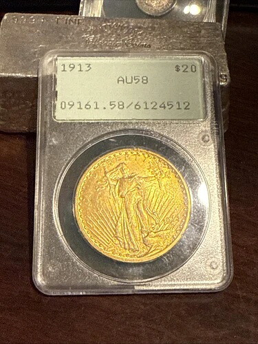 1913年 $20 PCGS AU58 セント・ゴーデンズ ダブルイーグル OGH ラトラ！キーデート！光沢！｜WORLD RESOURCE【QUEEN店】