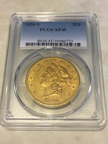1856-S XF45 PCGS リバティダブルイーグルタイプ1 20ドル金貨 目はきれいで魅力的な状態|WORLD RESOURCE【QUEEN店】