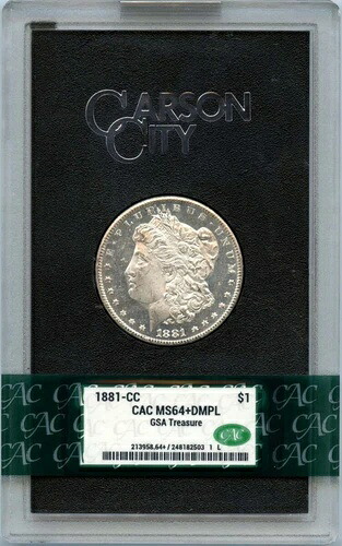 1881年-CC $1 モーガンドル GSA ホード CACG MS64+ DMPL CAC-