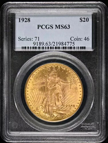 1928年 20ドル セントゴーデンズ PCGS MS63