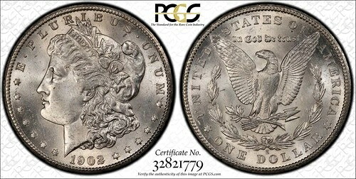 1902年 S モーガン銀貨 PCGS MS-65