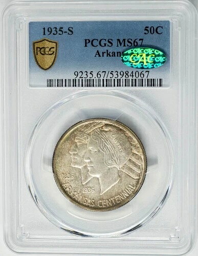 1935-S アーカンソー ハーフ 50セント MS67 セキュア PCGS ~ CAC 948871-13