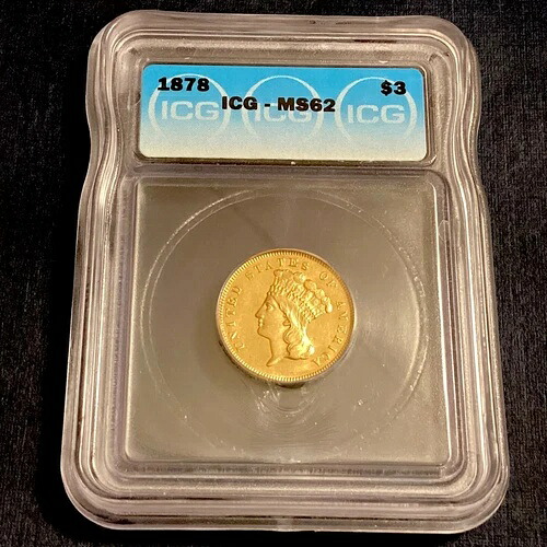 1878年 3ドル金貨 - IGC MS62