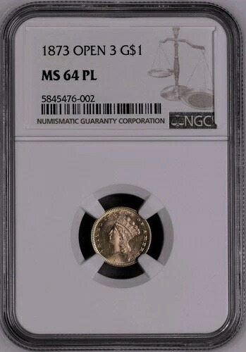 1873 NGC MS64PL $4,500 PCGS P.G. ? NGCインサートにPROOFLIKE ? 金貨 G$1