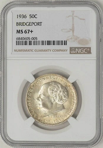 1936年 ブリッジポート ハーフ 50セント MS67+ NGC 948480-3 423,720円
