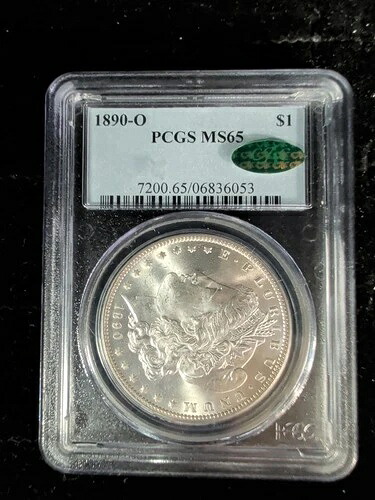 1890-O モルガン銀貨 $1 MS65 PCGS CAC - 06836053