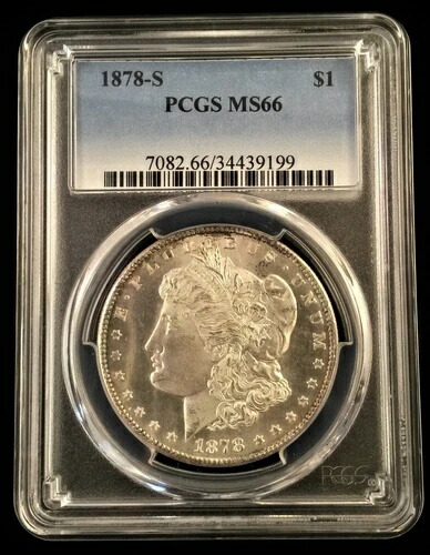 ブルーチップ品質 1878-S モルガン銀貨 PCGS MS66 AM038