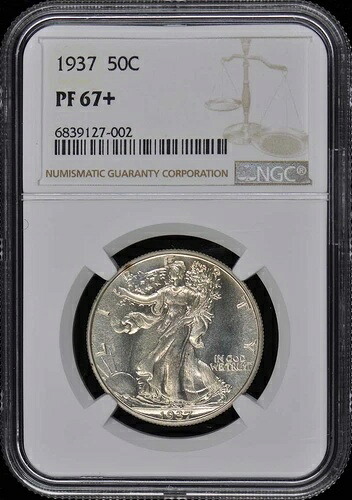 1937年ウォーキング・リバティ・ハーフダラー 50セント NGC PR67+