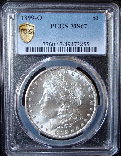 1899-O モルガン銀貨 - PCGS MS 67 - ゴールドシールド