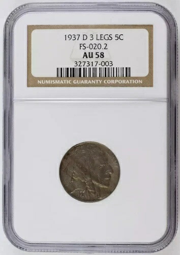 1937 D バッファロー ニッケル NGC AU-58