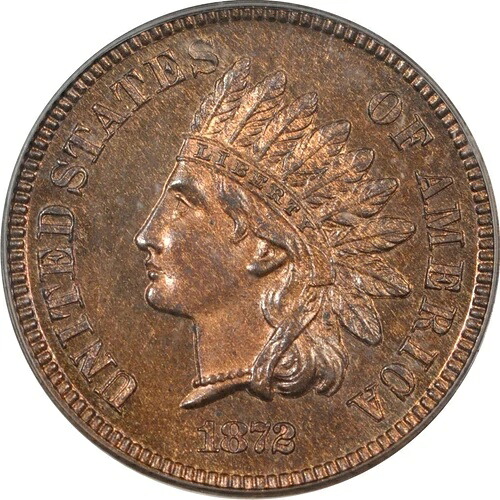 1872年 1セント インディアンセント PCGS PR65RB OGH (写真シール)