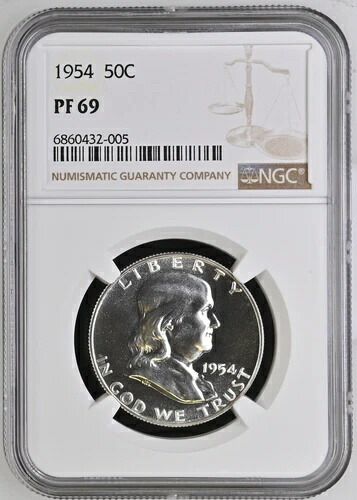 1954年 P ハーフダラー フランクリン NGC PF-69