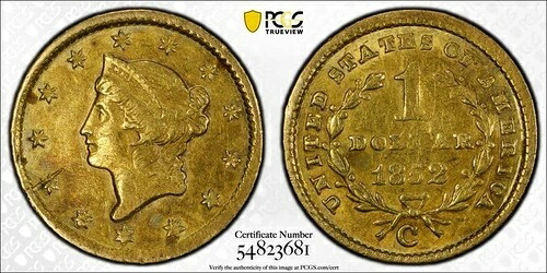 1852年 C PCGS XF 詳細金リバティヘッド - 1ドル米国コイン #54193A