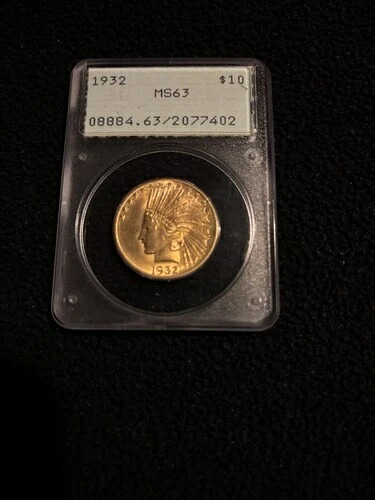 1932年 10ドル アメリカ製 インディアンヘッド ゴールドイーグル PCGS MS63 ラトラーホルダー