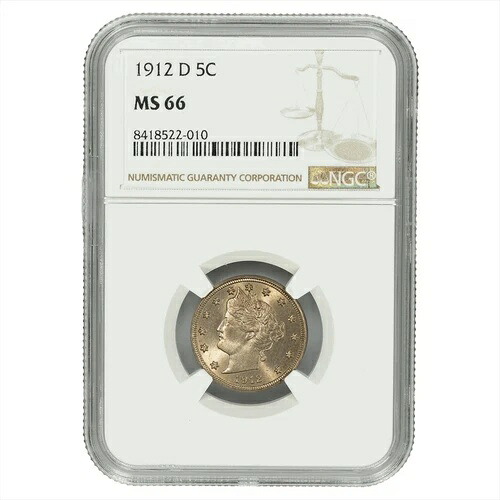 1912D リバティ V ニッケル 5C NGC MS 66